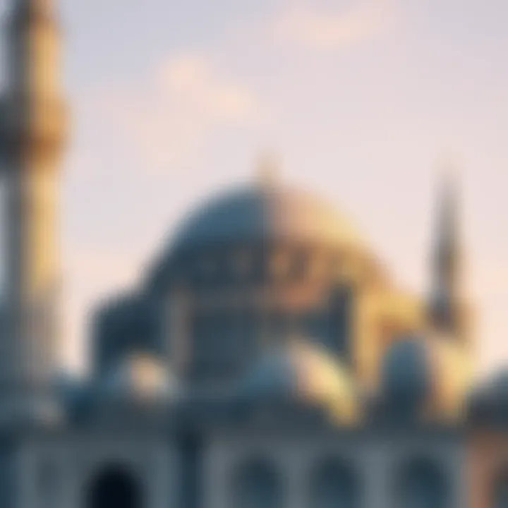 Intricate details of the mosque's domes and minarets